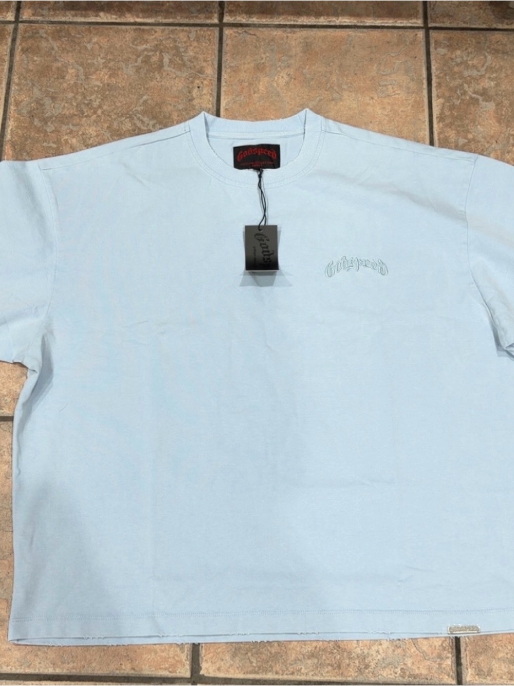 Godspeed Vital Light Necessi Tee in a light blue Size Large